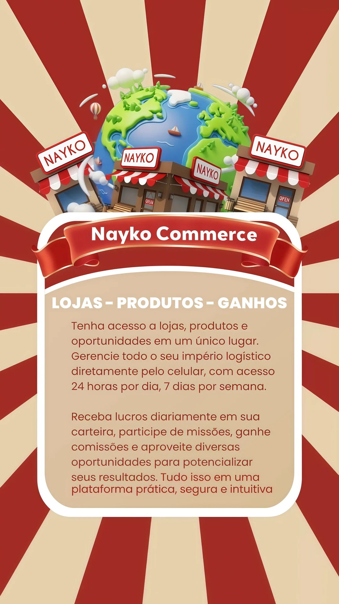 Lojas, produtos e ganhos
